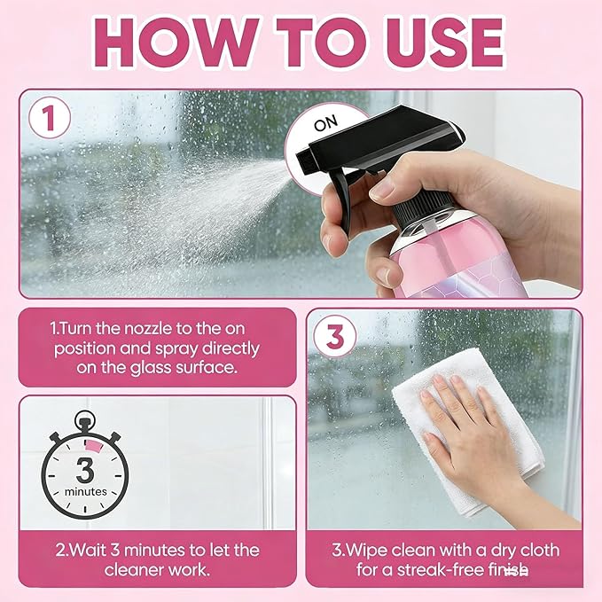 Heavy Duty Bathroom Scrubbing Solution Bathroom Descaler Foam Cleaner Powerful Pink Bathroo𝐦 Cleaner Spray All-Purpose Bathrooms Descaler Foam Spray For FloorShowersGlass Surfaces (2pcs)