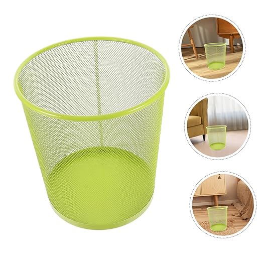 Metal Mesh Trash Can for Bathroom and Office Large Green Wire Wastebasket Multipurpose Rubbish Container for Living Storage and Waste Practical Home and Hotel Use