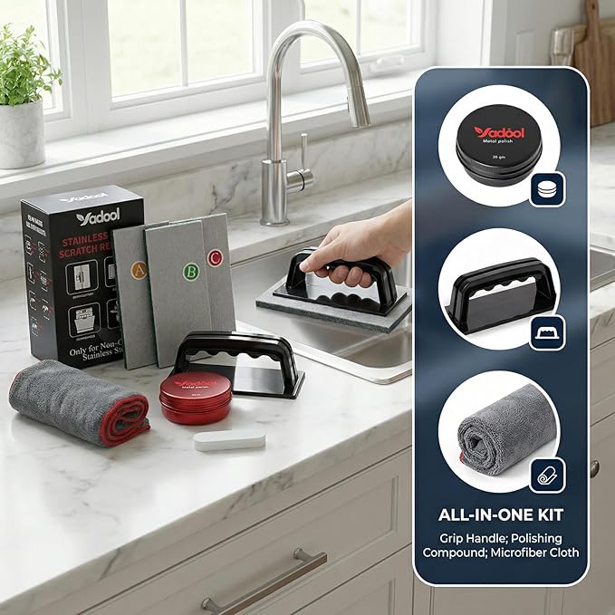 Stainless Steel Range Hood Scratch Remover Kit for Non-Coated Stainless Steel Surfaces Removes Scratches Scuffs Abrasions Restores Brushed Finish DIY Repair Solution