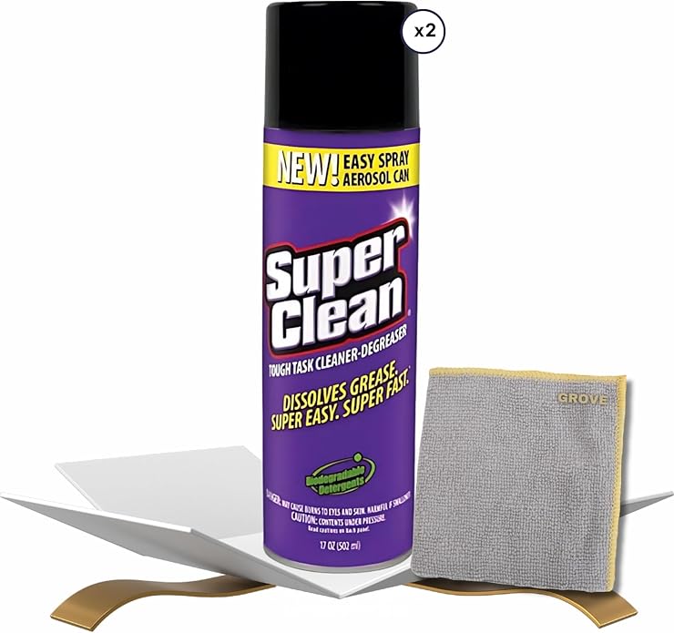 Super Clean Citrus Scent Cleaner and Degreaser Spray 17 oz Bundle with Microfiber Cloth - Heavy Duty Degreaser for Kitchen Oil Grime and Dirt Removal - (3 Items)