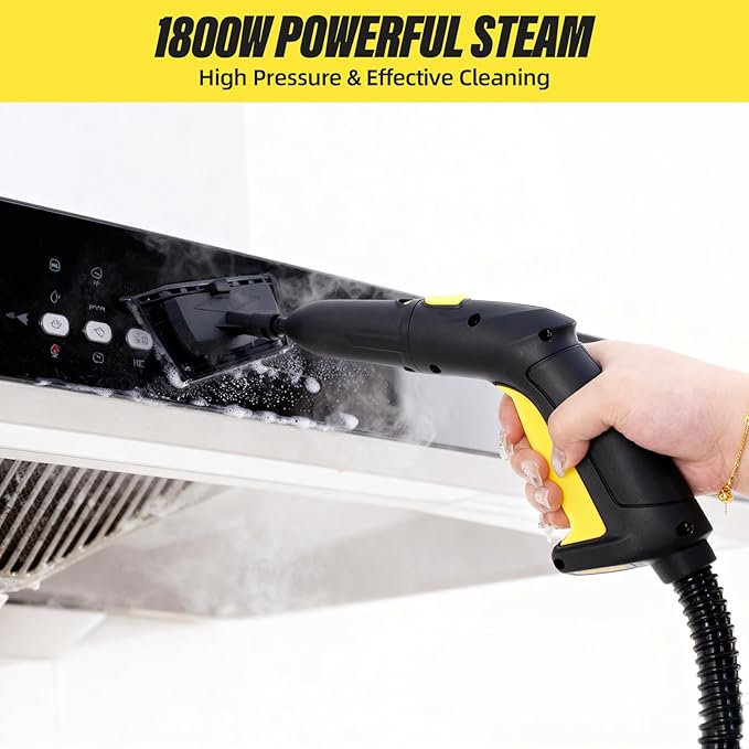 Rolling Steam Cleaner for Floors &amp Cars 1800W Portable Steam Cleaner with 2.0L Tank &amp 5m CordMulti-Scenario Cleaner for Home Car Kitchen Bathroom Tile Grout Carpet