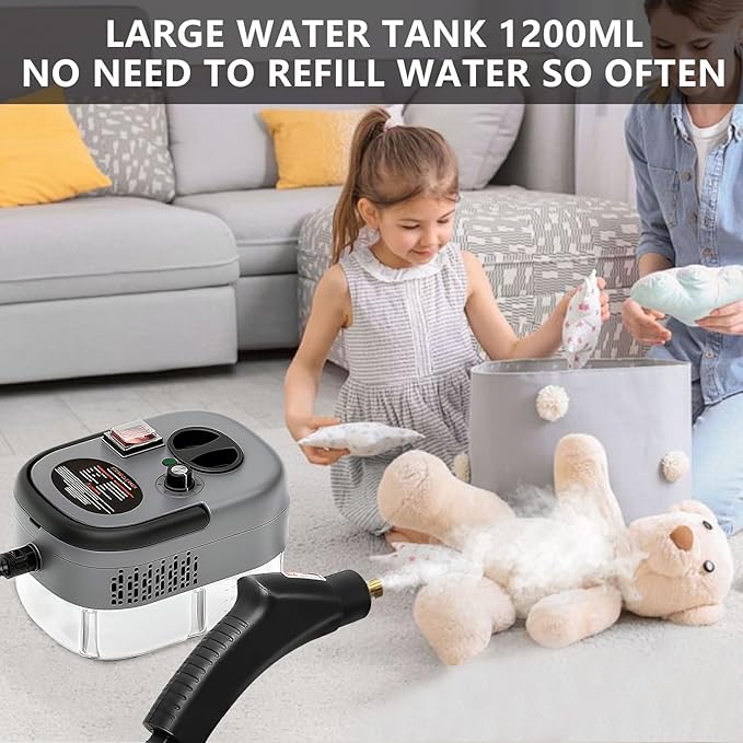 Handheld Steam Cleaner 2500W Pressurized Steam Cleaner with 3 Brush Heads Portable Steam Cleaner for Home Car Furniture Kitchen Bathroom and Wall White