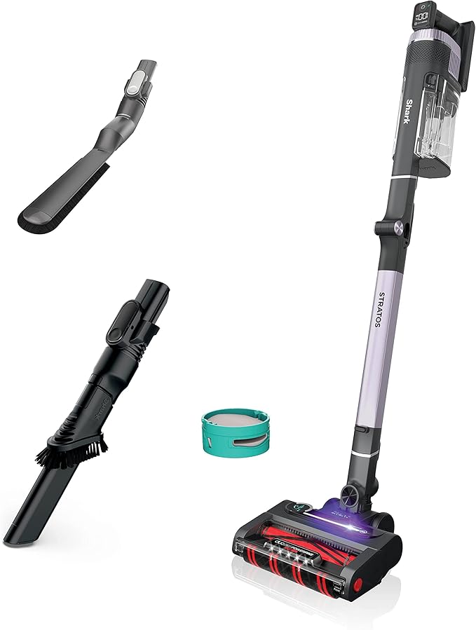 Shark IZ862H Stratos Cordless Vacuum with Clean Sense IQ and Odor Neutralizer DuoClean PowerFins HairPro Lightweight Powerful Vacuum Up to 60 Minute Runtime Ash Purple (Renewed)
