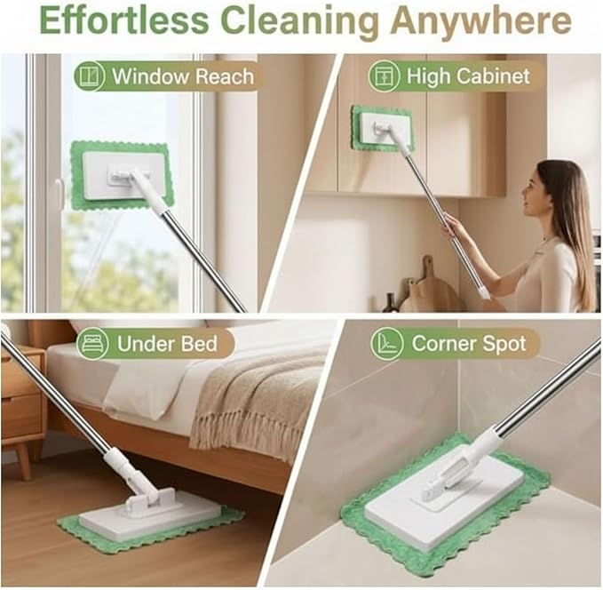 Clip to Grip Mop360 Swivel Floor Cleaner for Hardwood &amp Tile Hands-Free One-Button Release Use Any Cloth or Towel Wet &amp Dry Cleaning