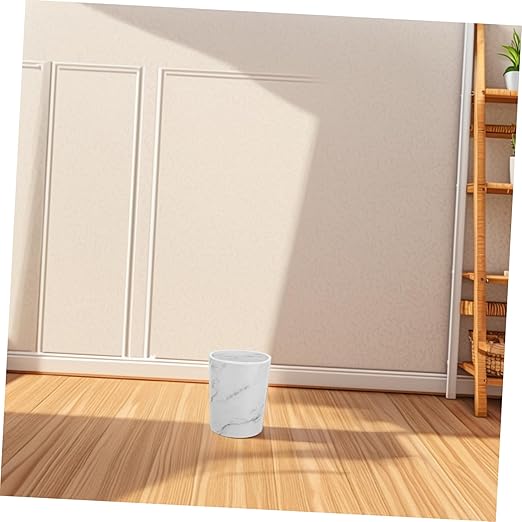 Large Swing-top Trash Can with Lid Elegant Marble Pattern Wastebasket for Bathroom Bedroom Kitchen and Office Spacious Garbage Container for Home Use
