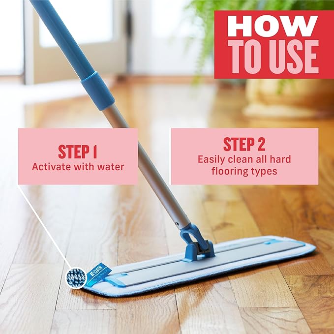 E-Cloth Deep Clean Microfiber Mop - Reusable Mop Pad for Home Cleaning Hard Floors Wood Tile or Laminate Machine Washable Use Wet for Cleaning or Dry for Dusting No Refills or Spray Needed