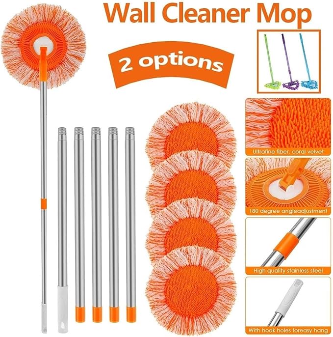 Rotatable Sunflower Household Removable High-Rise Cleaning Supplies Round Mop with Extension Pole for Wall Ceiling