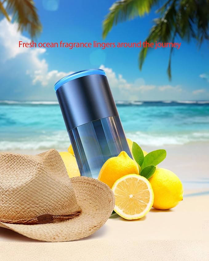 Smart Car Air Freshener New Car Smell Larger 160ml Capacity Long-Lasting 8-Month Fragrance Auto On/Off Quiet Operation Three Colors Stylish Ambient Light Premium Scent for Men (Ocean Fragrance)