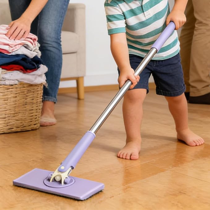 Genérico Portable Mini Mop – Handless Cleaning and Foldable – Mini Desk Mop with 360 Degree Rotation for Desk Tableware Kitchen Bathroom Car Living Room Floor and Home