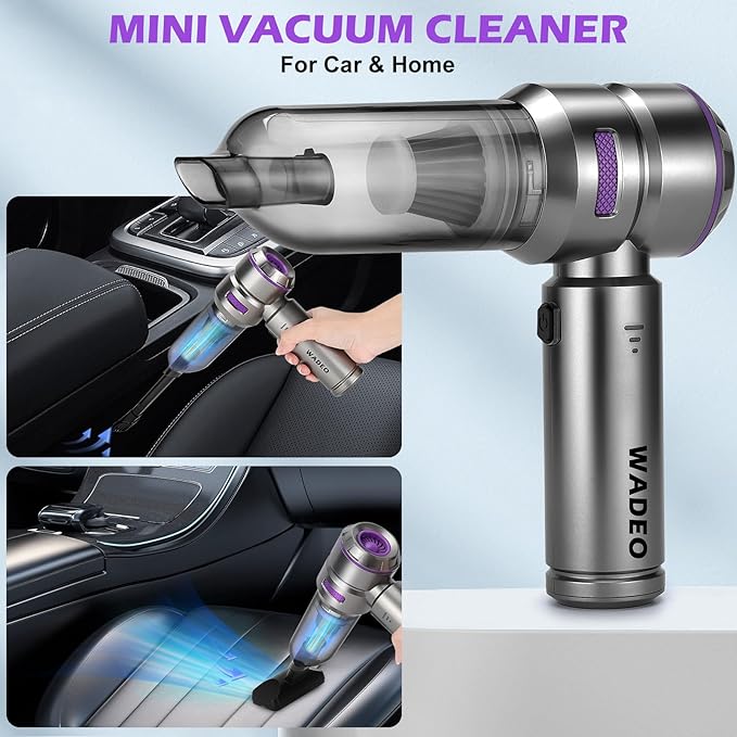 WADEO Handheld Vacuum Cordless 4-in-1 21000PA Brushless Car Vacuum &amp 210000RPM Air Duster 7500mAh Battery Air Blower Wireless Handheld Vacuum for Car Office and Home Cleaning