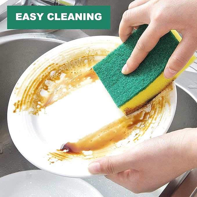 Individually Wrapped Sponges Kitchen Dishwashing Sponge Bulk Non Scratch Dishes Scouring Pad Dishcloth Odor-Free Sponge Wipes for Household Cleaning Dishes Travel Apartments (50 Pack)