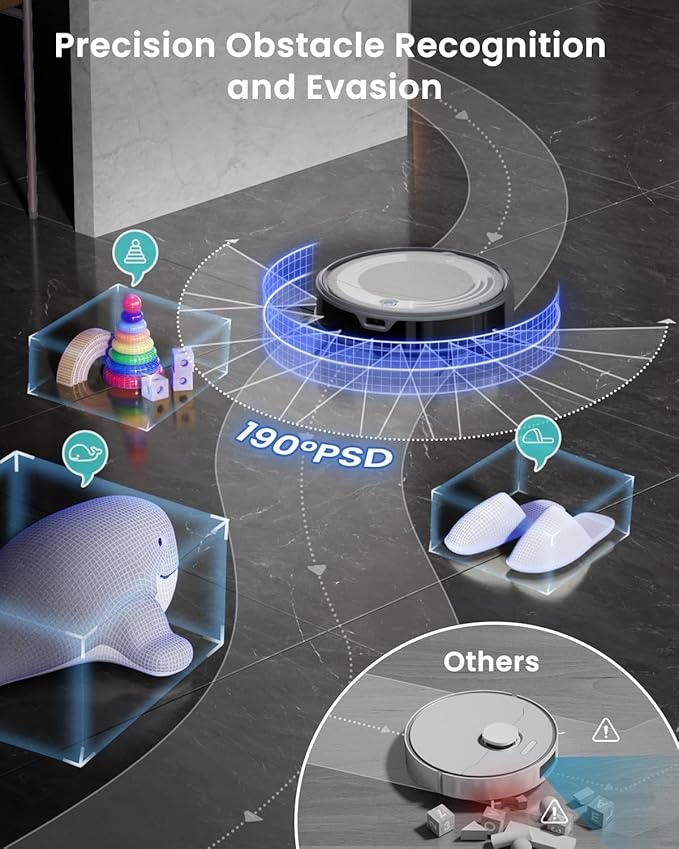 Lefant M310 Ultra Robot Vacuum and Mop 6000Pa Suction-Slim Robotic Cleaner with ToF LiDAR Navigation Accurate Obstacle Avoidance WiFi/App/Alexa Control 170min Runtime for Pet Hair and Home