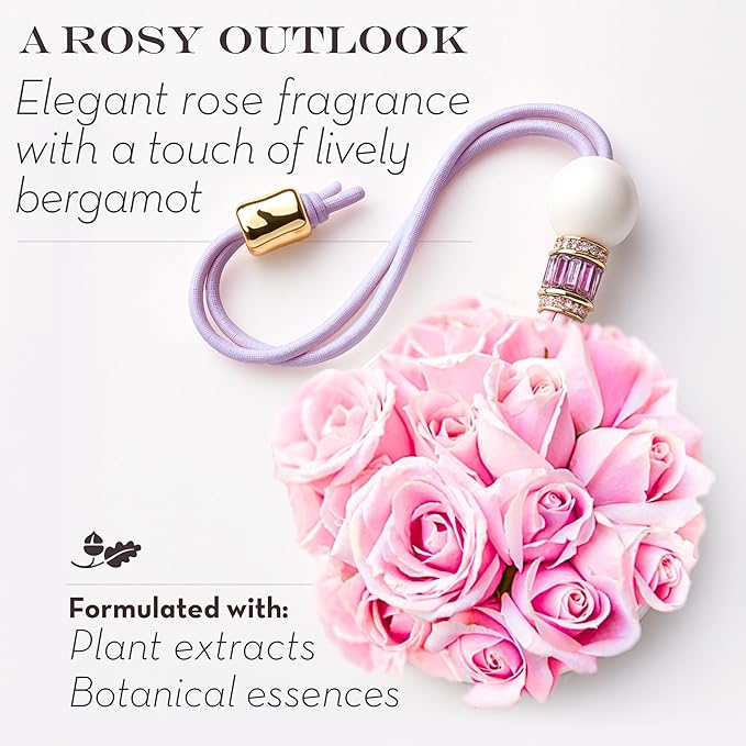Luxury Car Air Freshener for Women - Refillable &amp Portable Essential Oil Fragrance Diffuser - Cute Car Accessories &amp Interior Decor - Mirror Hanging or Vent Clips - Mandala Gold Charm Rose Sc