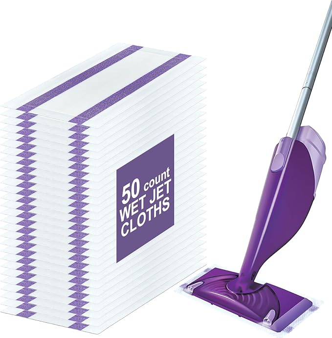 50 Count for Swiffer Wet Jet Pads Disposable Wet Jet Pads for Swiffer Wet Pads Refill for Spray Mop All-Floor Cleaning Pads Safe for Hardwood &amp Multi-Surface