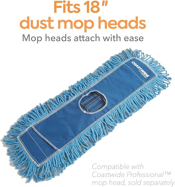 Professional Dust Mop Frame 18 x 5 Inches Black 3-Pack — Rigid Steel Construction for Heavy Daily Floor Maintenance