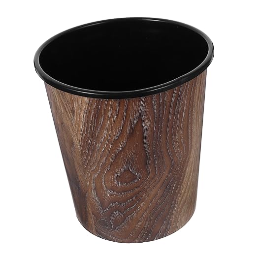 Veemoon Imitation Wood Grain Trash Can Waste Basket for Bathroom Kitchen Office Design for Under Desk Use Convenient Clean Up