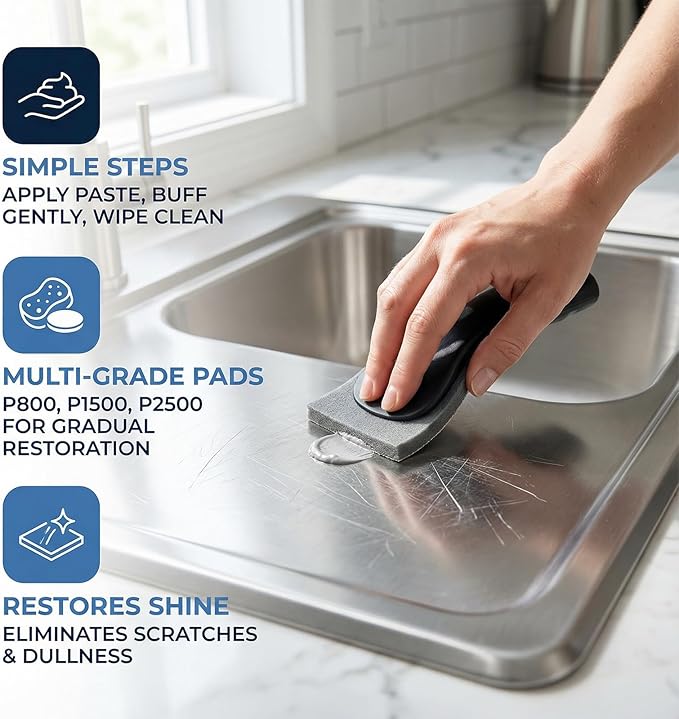 Stainless Steel Wine Cooler Scratch Remover Kit for Non-Coated Stainless Steel Surfaces Removes Scratches Scuffs Abrasions Restores Brushed Finish DIY Repair Solution