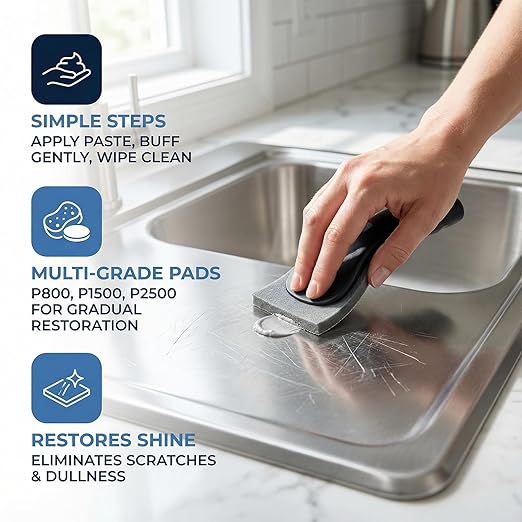 Stainless Steel Scratch Remover Kit for Refrigerator Scratch Repair &amp Polish Only for Non-Coated Fridge Surfaces Reduces Scratches &amp Scuffs Restores Brushed Finish