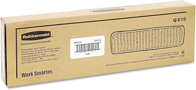 Rubbermaid Commercial Microfiber Scrubber Pad Vertical Polyprolene Stripes 18 Yellow 6/carton