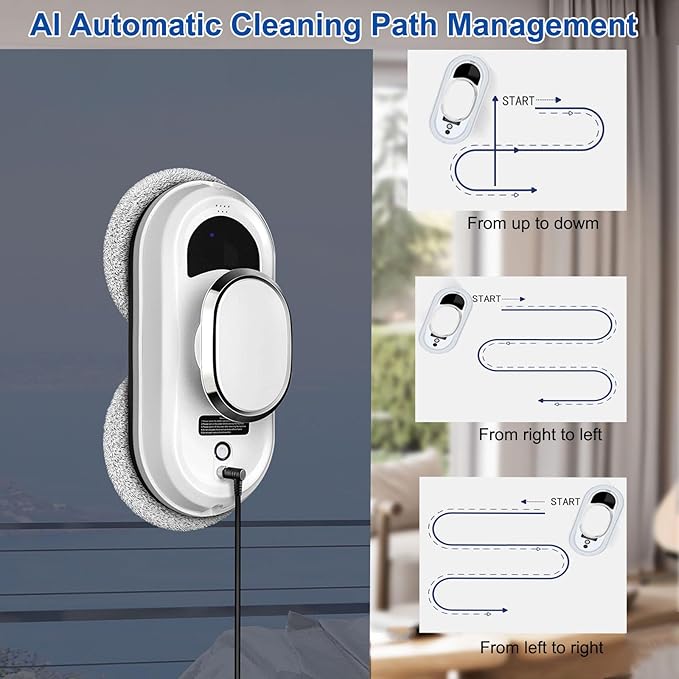 Window Cleaner Robot 5600Pa Strong Suction Window Automatic Cleaning Robot Smart Path Planning Powerful Dual Spinning Mop Remote Control Dual Safety Protection for Effortless Cleaning