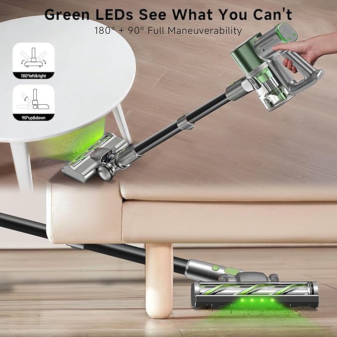 Cordless Stick Vacuum Cleaner - Lightweight Handheld Vacuum with Self Standing Removable Battery with 45min Running Time Anti-tangle Wireless Vacuum for Home Pet Hair/Hardwood Floor/Carpet GB