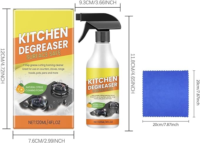Kitchen Degreasing Foam Cleaner Heavy Duty Foaming Degreaser Spray for Stovetops Ovens &amp Pots Powerful Concentrated Cleaner for Tough Grease &amp Stains