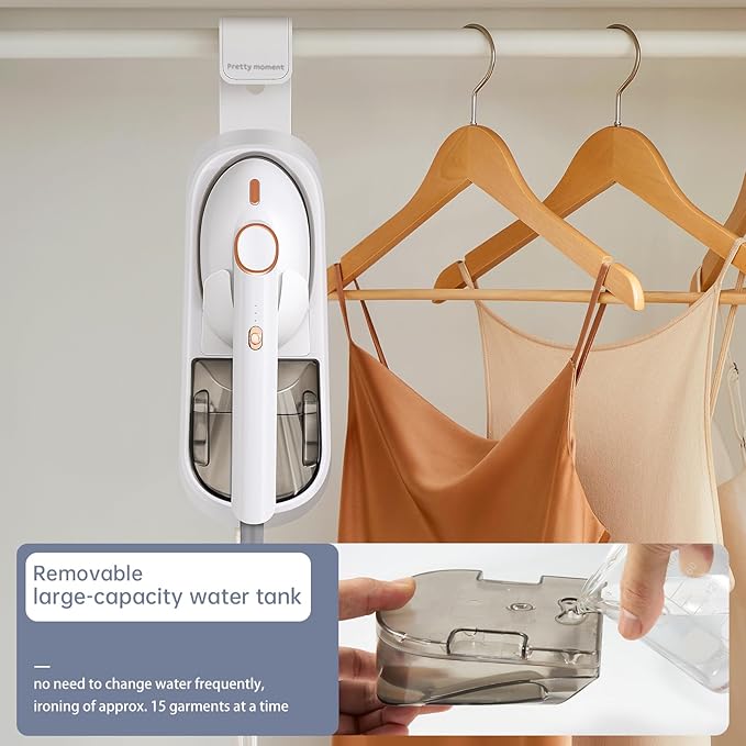 Steamer for Clothes 1500W Large Soleplate Clothes Steamer Iron Detachable 400ml Water Tank Garment Steamer Professional Steam Iron 20s Rapid Heat Up Fabric Wrinkles Remover and Auto-Off