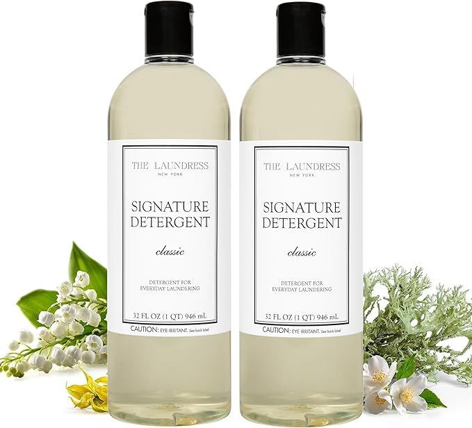 The Laundress Luxury Laundry Detergent 31 Loads Scented Signature Classic Fragrance Concentrated Triple Enzyme Deep Cleaning and Targeted Stain Remover 96% USDA Biobased Product (Pack of 2)