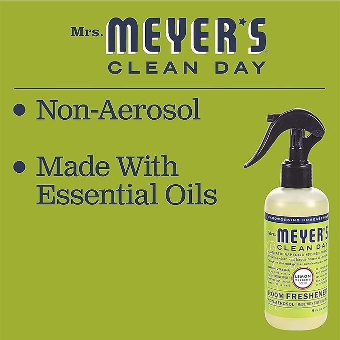 MRS. MEYER'S CLEAN DAY Room Freshener Spray Lemon Verbena Scent Instant &amp Refreshing Fragrance Made with Essential Oils 8 fl oz Spray Bottle (Pack of 6)