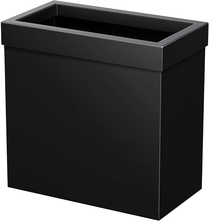 Gatco Small Bathroom Trash Can with Lid Rectangle 3 Gallon Stainless Steel Wastebasket Under Sink Matte Black for Bathroom Bedroom Office (1918)