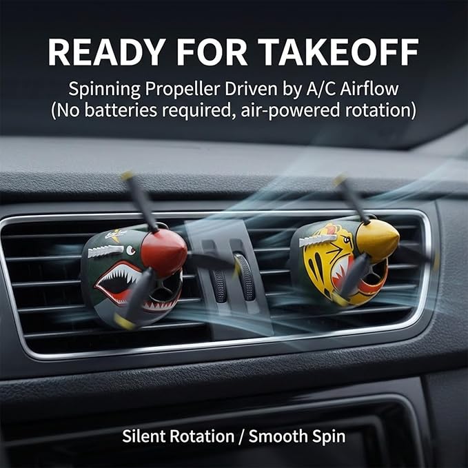 P-40 Warhawk Car Air Freshener with Spinning Propeller - Vent Clip Dashboard Decor for Men Long Lasting Odor Eliminator &amp Aviation Gift (1pcs-tiger)