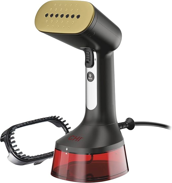 CHI Handheld Garment Steamer for Clothes Fabric Brush Large 300 ml Water Tank 2 Steam Modes Ergonomic Handle Portable Steamer for Clothes 10’ Cord (11590)