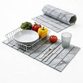 Dish Drying Mats Large 24x16 Inch Diatomaceous Earth Drying Mat / Fast-AbsorbingNon-Slip Stone Drying Mat For Kitchen Counter / Eco-Friendly for Dishes (Gray Marble)