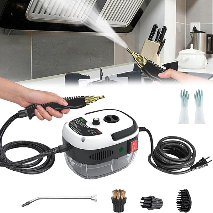 Muntuni 2500W High-Pressure Handheld Steam Cleaner - Portable Car &amp Fur Cleaner High-Temperature Pressurized Steam for Deep Cleaning (White)