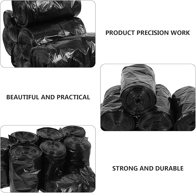 VILLCASE 200pcs Thick Black Disposable Garbage Bags Pe Strong Trash Bags for Portable Toilets and Kitchen Use Heavy Duty Waste Liners for Camping Bathroom and Outdoor Cleanup