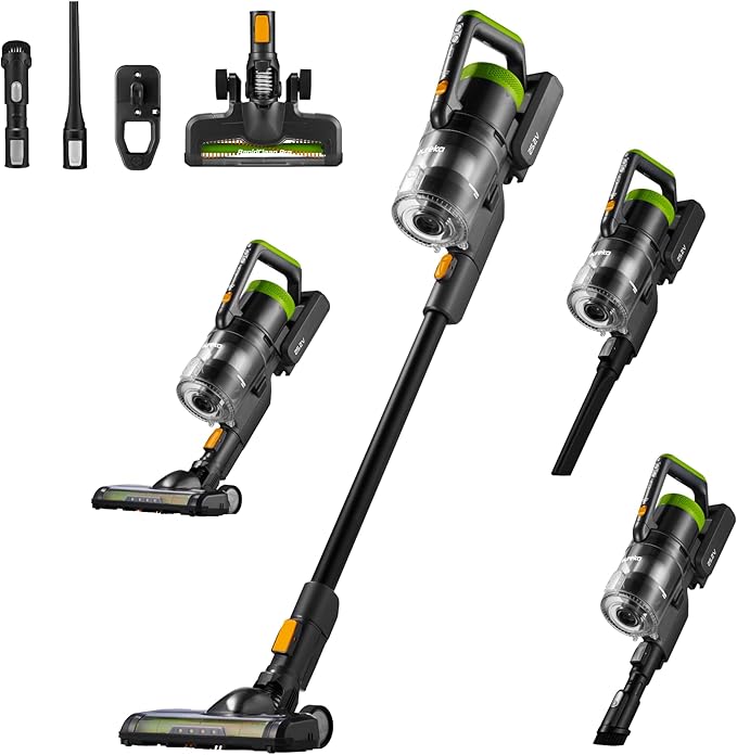 Eureka RapidClean Pro Cordless Vacuum Cleaner for Hard Floors Lightweight Stick Vacuum LED Headlights Convenient Stick and Handheld Vac Green NEC285GR