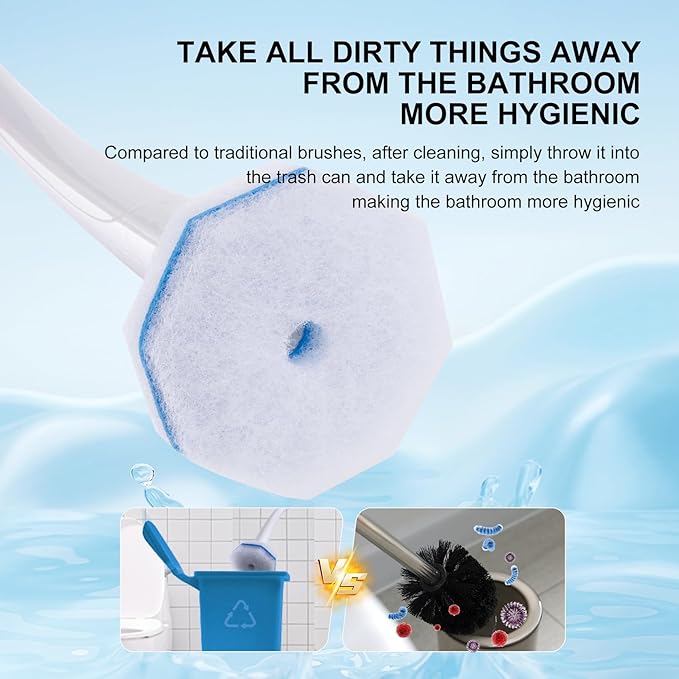 Upgraded 60pcs Toilet Wand Refills fits Clorox Toilet Wand Thickened Cleaning Layer Won’t Fall Apart Disposable Bathroom Cleaning Scrub Pads with Fresh Scent for Home &amp Commercial Use