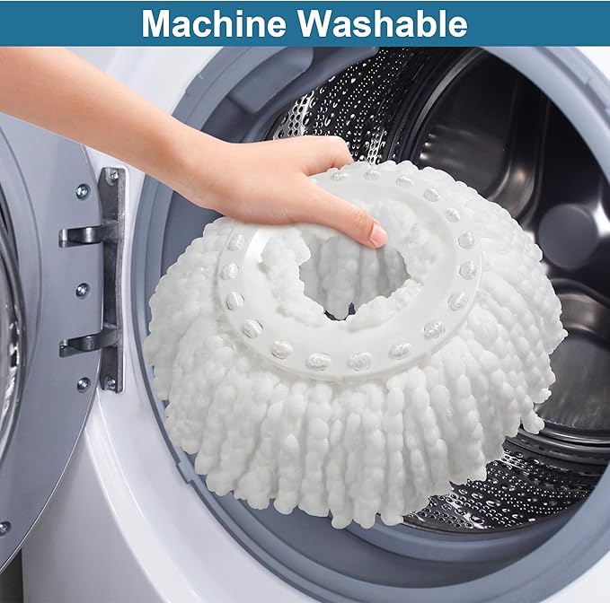 6 Pack Mop Heads Replacements Compatible with FunClean Spin Mop &amp RinseWise Mop Bucket Microfiber Spin Mop Head Refill Cleaning Supplie for Home Industrial and Commercial Use