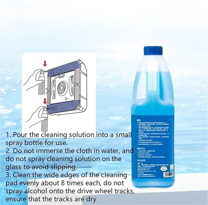 Glass Cleaning Solution Compatible With Ecovacs Winbot W920/W1/W2 /W833/W836/W850/W950 Window Cleaner Window Cleaning Robot Accessories(1 BOTTLE)