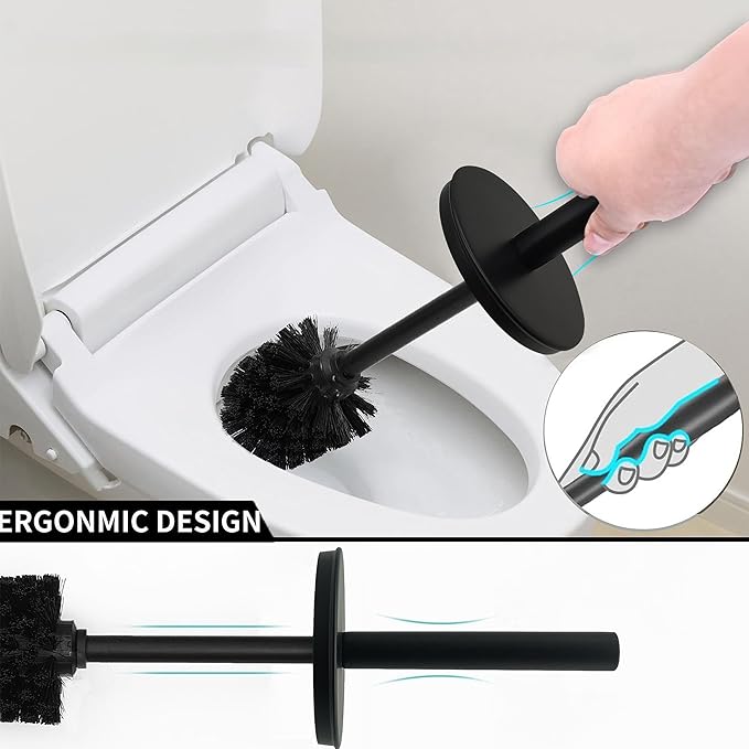 Vince Camuto Toilet Bowl Brush with Holder Durable Bathroom Cleaning Tool Modern Design for Easy Toilet Maintenance Bathroom Cleaner Brush for Efficient Cleaning and Hygiene