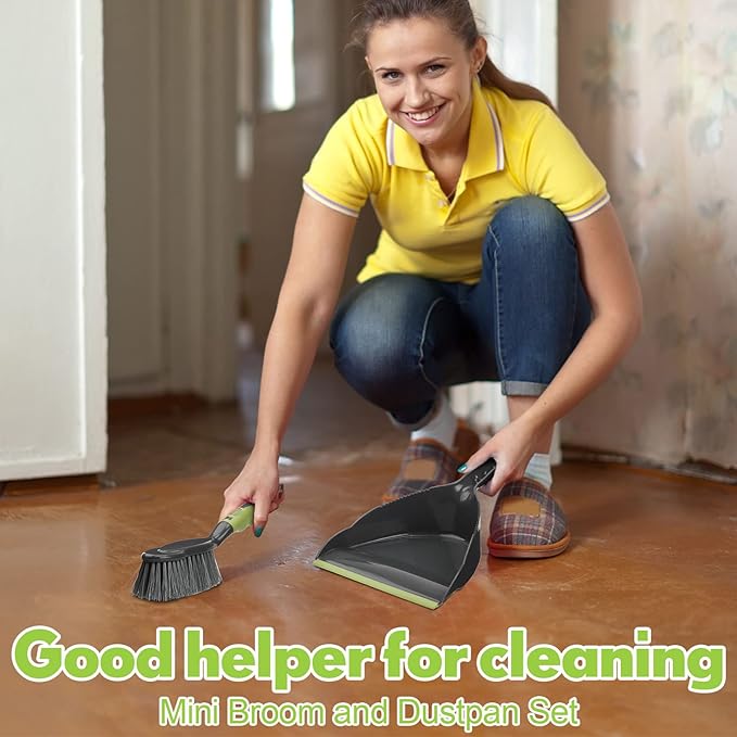 Zopeal 6 Set Dust Pan and Brush Set Small Dustpan with Broom Handheld Angle Broom and Dustpan Set for Home Room Kitchen Car Office Lobby Indoor Floor Cleaning