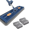 Self Wringing Magic Mop Large Flat Mop Effortless Cleaning Magic Self-Wringing Mop for Wet and Dry Use with Rag 1pc 12027(Blue 4rag)