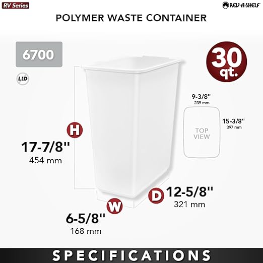 Rev-A-Shelf 30 qt. Silver Polymer Replacement Waste Container Pullouts