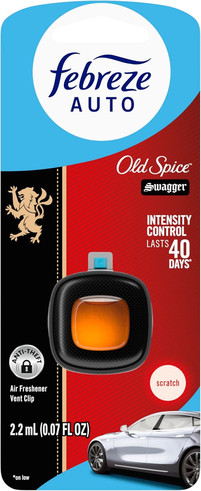 Febreze AUTO Air Freshener Odor-Fighting Automotive Vent Clip Old Spice Swagger Scent 8 Count