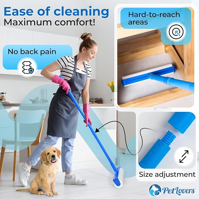 PetLovers Large Lint Roller with 3 Refills – 400 Total Sheets for Tackling Pet Hair Extra Large Floor and Carpet Roller for Homes with Pets Perfect for Floors Furniture and Loving Pet Owners