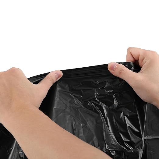 happimess HPM3000V-BLACK 100-Count 30 Gallon Drawstring Unscented Trash Can Liner for Business Home Kitchen Commercial and Industrial Black (4-Rolls of 25 Liners)