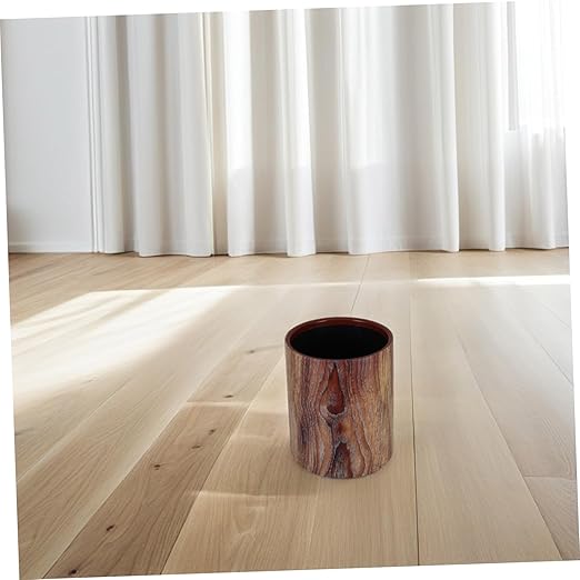 Wood Pattern Trash Can Vintage Style Wastebasket Without Lid for Kitchen Bathroom Home Office