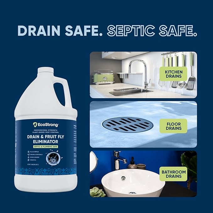 Fruit Fly Drain Treatment | Drain Fly Eliminator | All-Natural Eliminates Gnats Sewer Flies and More - Works in All Drains - 1 Gallon