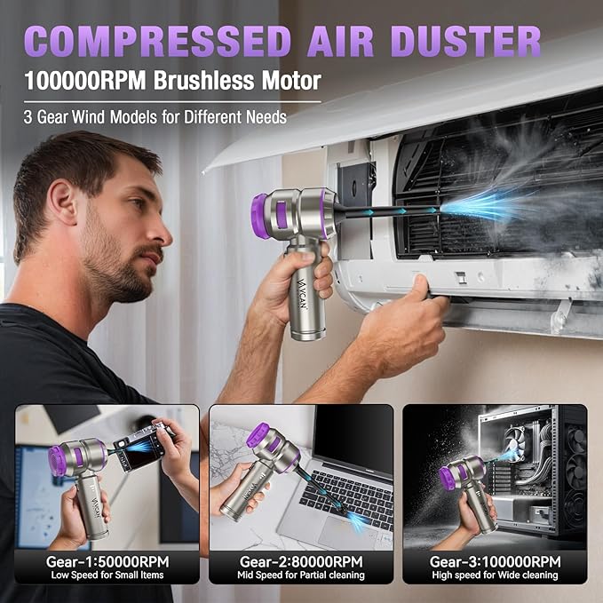 Car Vacuum Portable Cordless 18000PA High Power Mini Vacuum Cleaner Hand Vacuum Cordless Rechargeable with with Brushless Motor for Car Detailing Keyboard Cleaner Home Cleaning(Purple)
