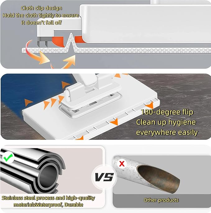 Convenient Cloth Changing Mini Mop with Clean Glove*1 and Reusable Cleaning Cloths*5Clever and Portable No Wash Mops with One-Click Cloth Change Zero Touch Mop for Small SpacesCorners